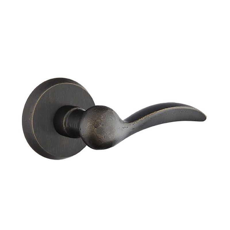 Durango Wave/Drop Keyed (Entry) Door Lever with Round Rosette, Right, Flat Black, Yes