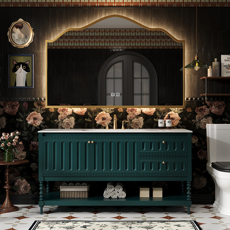 Bathroom cabinet American retro style, Peacock Green, 32.28" H x 47.24" W x 21.65" D