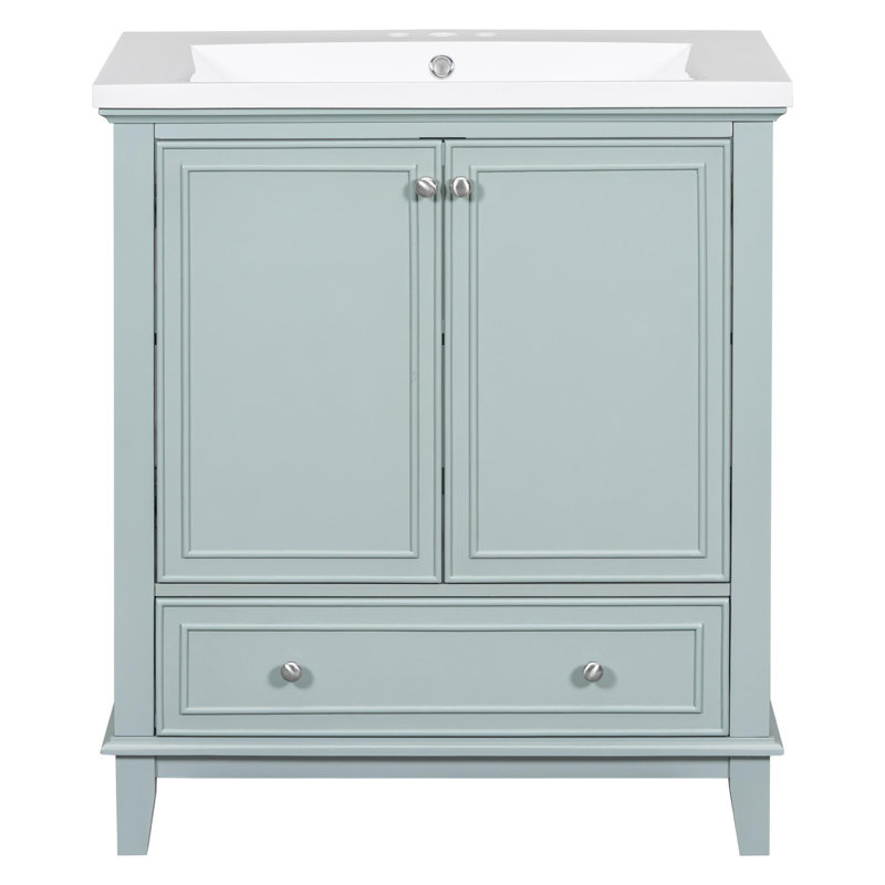 Meuble-lavabo de 30 po, Vert, Argent argent