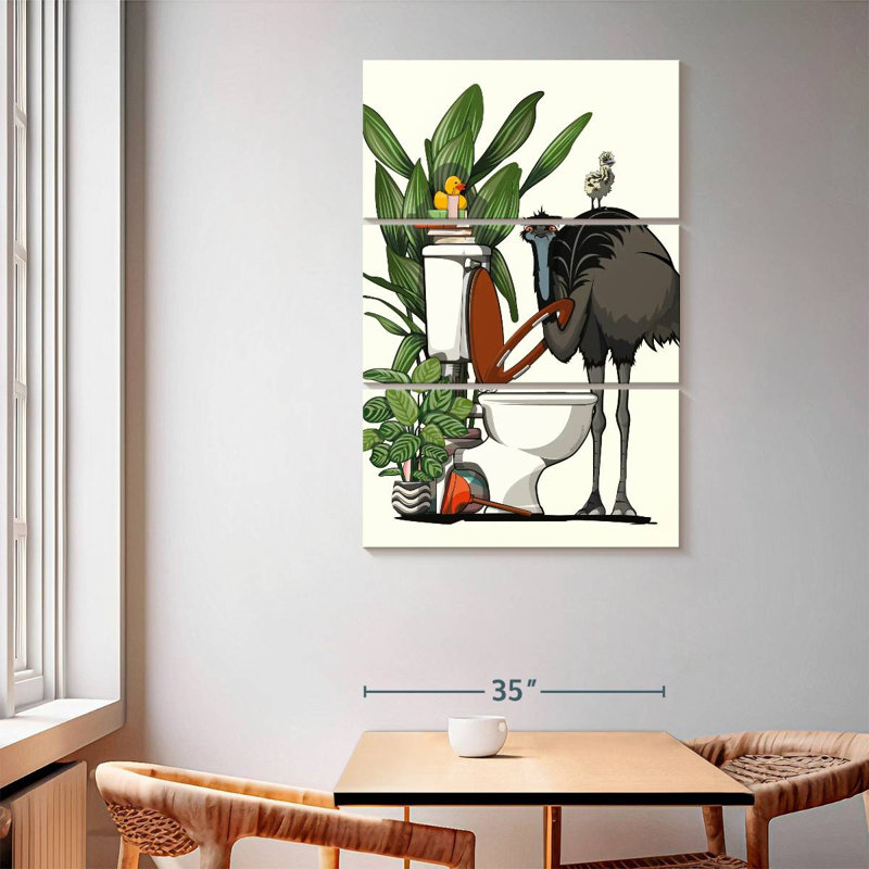 Ketti Emu Using The Toilet, 65" H x 42" W