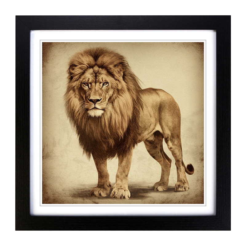 Lion - Framed Print, Black