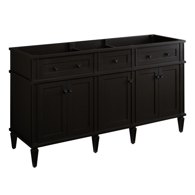 60" Elmdale Double Vanity - Charcoal Black - Vanity Cabinet Only