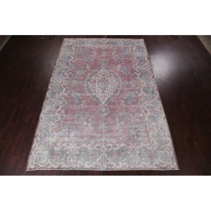 Grand tapis à motif floral persan Kerman noué à la main 10 x 15
