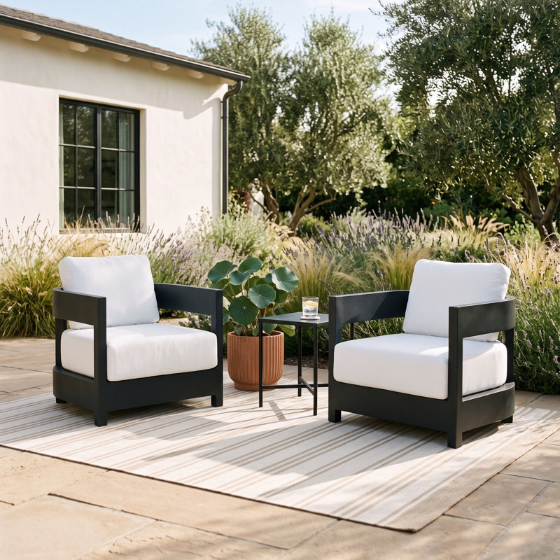 Everlee Patio Chair with Cushions, White Sunbrella®