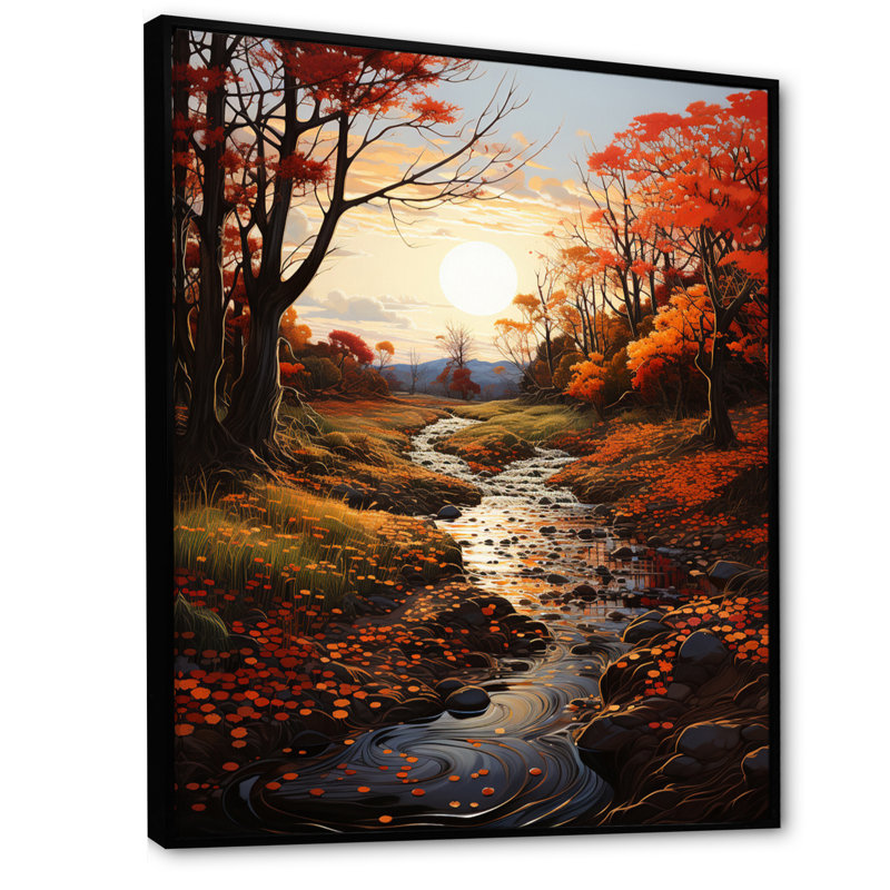 «Leaves Autumnal Symphony Leaf», reproduction sur toile, H 40 po x l 30 po x P 1,5 po, Cadre flottant noir