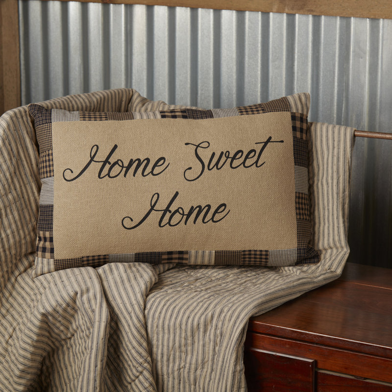 Natural Tan Burlap Embroidered Rectangular Pillow 14x22