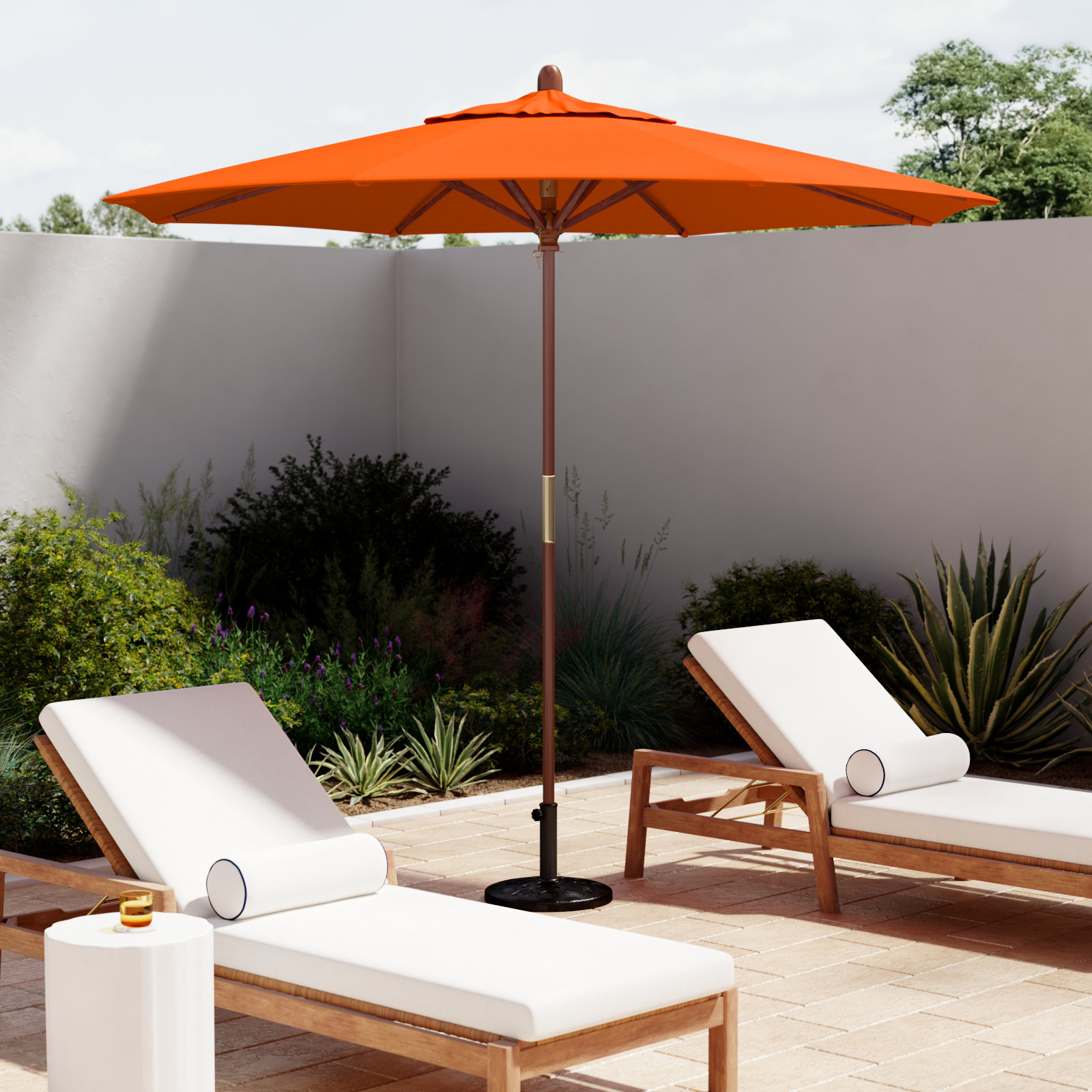 Manford 108'' Sunbrella® Outdoor Umbrella, Canvas Melon Sunbrella® Canvas