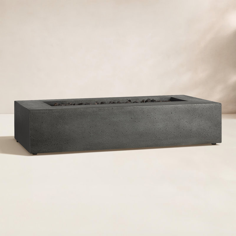 Geneva Concrete Propane Fire Pit Table, 12.75" H x 56.5" W x 28.5" D, Carbon