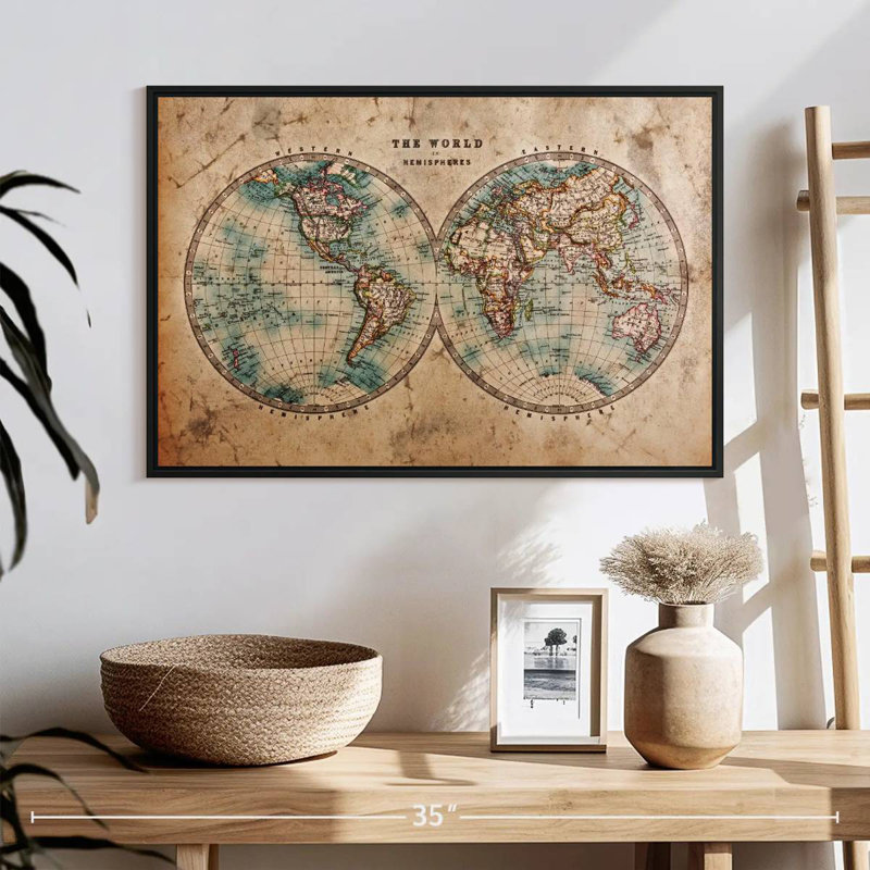 Aliaz Hemisphere Map, 17" H x 25" W