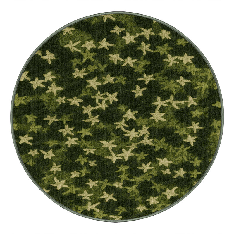Tapis vert botanique lavable à la machine, Rond 7 pi