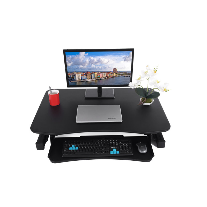 Adjustable Metal Base Standing Desk Converter, Black