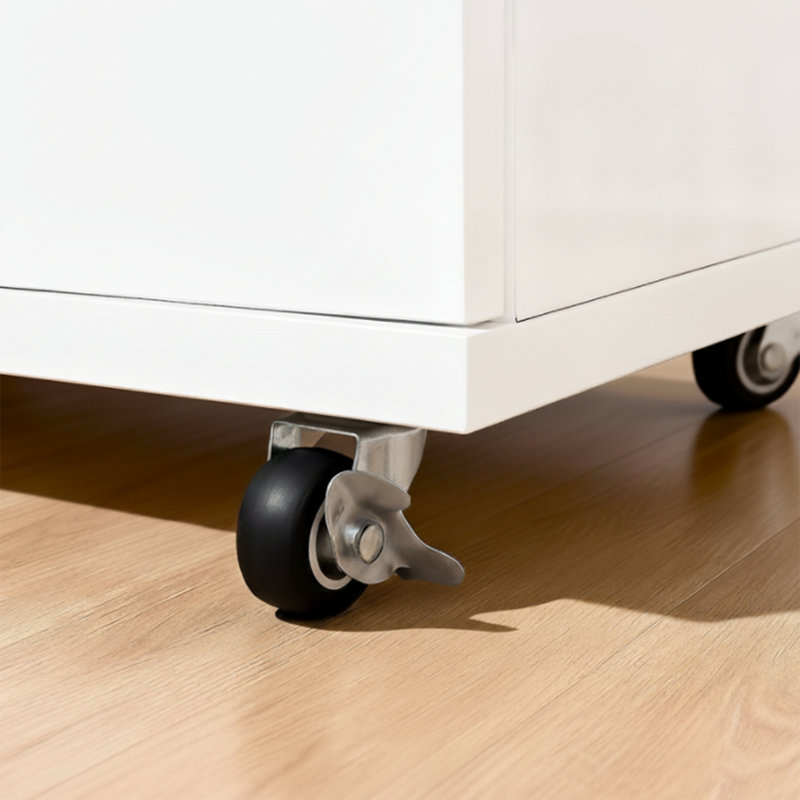 Commode mobile avec roulettes, commode haute blanche à 5 tiroirs H 44 po, commode à roulettes pour la chambre à coucher, rangement dans le vestibule du salon