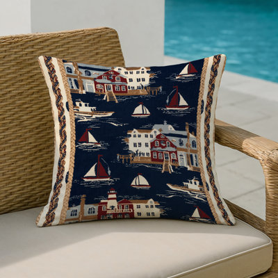 Historical Maritime Nautical Indoor and Outdoor Throw Pillow
