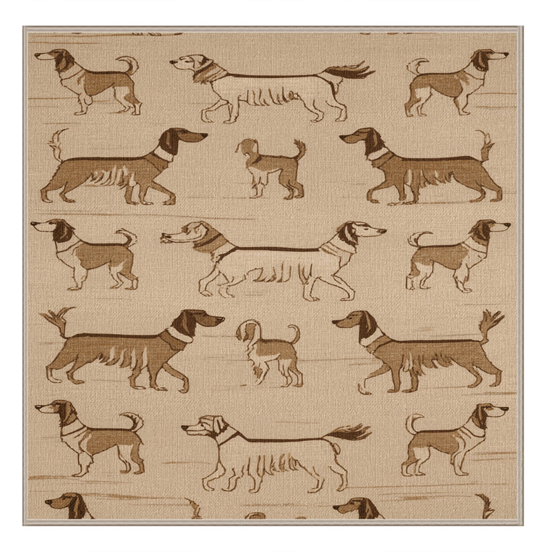Washable Canaan Dog Dogs Area Rug, Square 7'