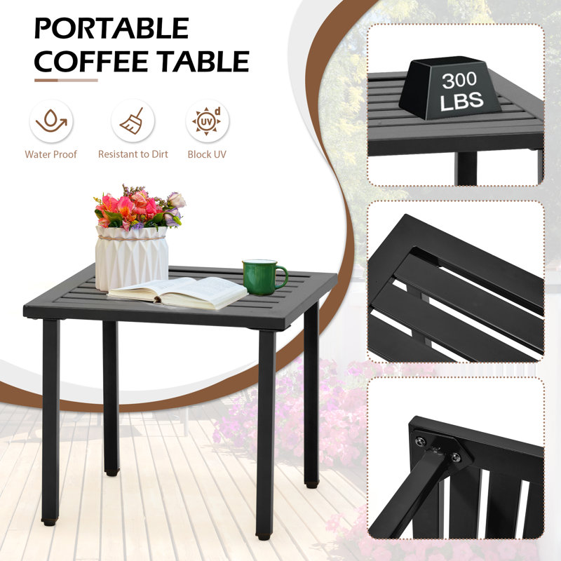 Outdoor Bistro Set 3 Piece Set - Comfortable Metal Patio Chairs And Small Table, Floral Back Design, Waterproof, Uv Resistant For Porch, Balcony, Garden, Backyard, Poolside