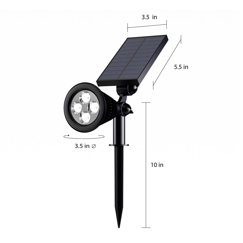 Black Solar LED Pathway Lights with Auto On/Off, Set of 2