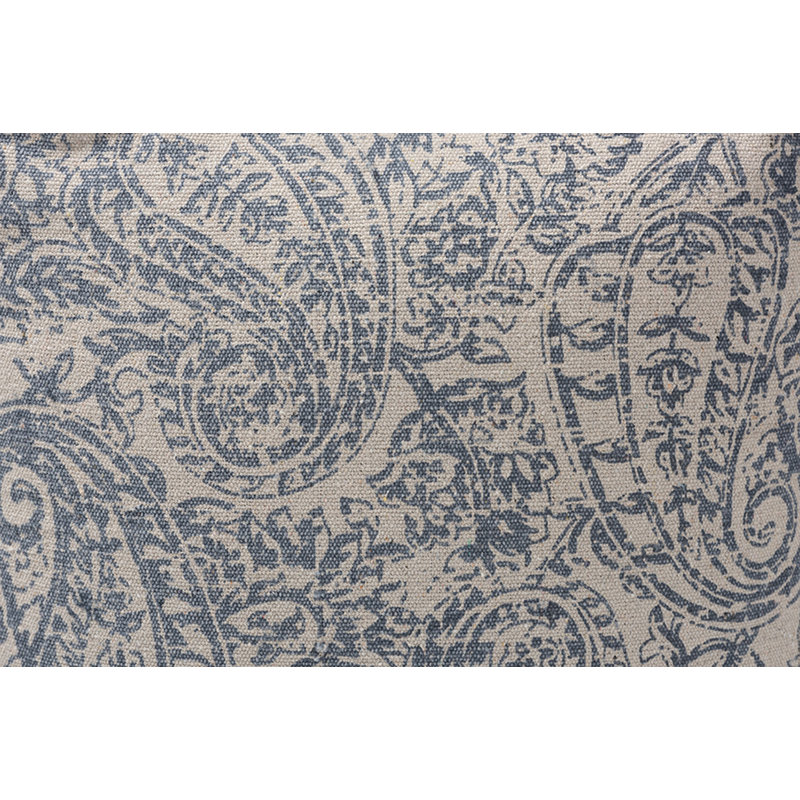 Ganae Upholstered Pouf, Grey/Blue Print