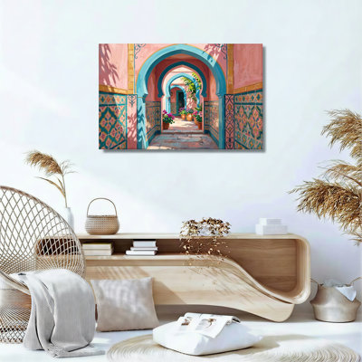 Ensemble de 1 tableau sur toile représentant une arche mauresque