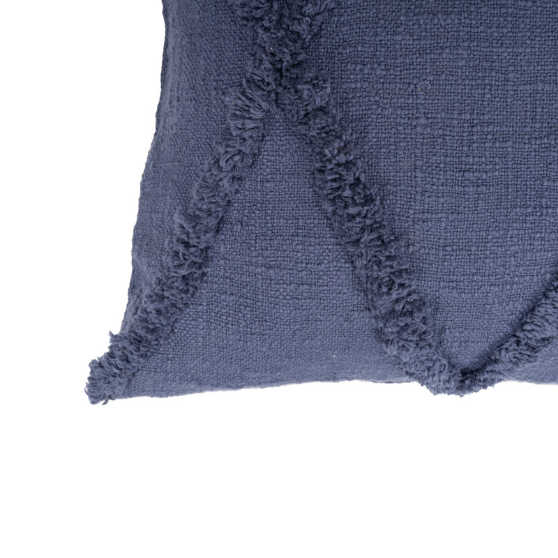  Square_Ox Bay Hand Woven Diamond Cotton Pillow, Denim Blue, 18" H x 18" W, Polyester