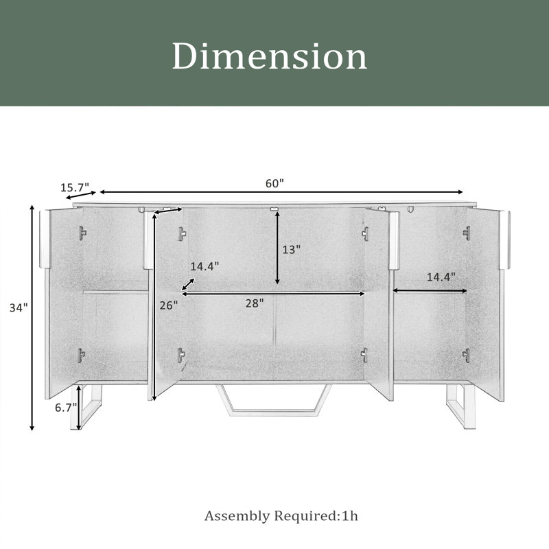 Buffet de 60 po de largeur, Noir