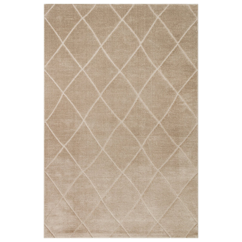 Tapis beige en micropolyester tissé à la machine Dacono, Rectangle 5 pi 3 po x 7 pi 7 po