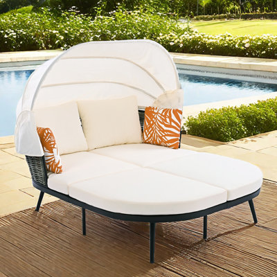 Breyana 74.8'' Wide Outdoor U-Shaped Patio Daybed with Cushions -  George Oliver, 87837DFF085045EFAD67E1D7485F632B