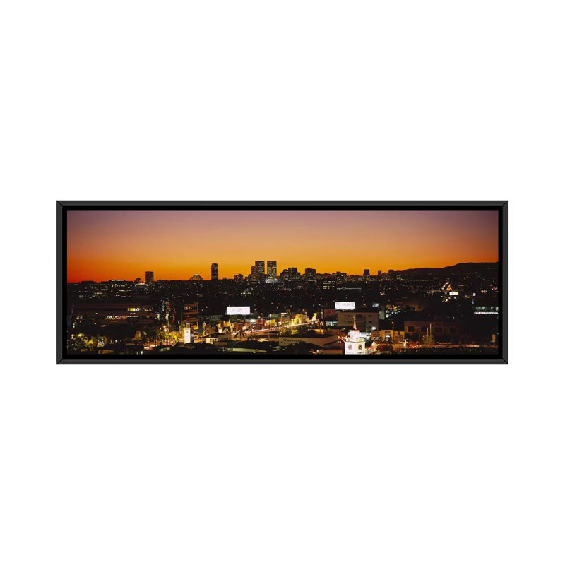 « los angeles, californie », impression sur toile tendue, H 12 po x l 36 po x P 1,5 po, Toile avec cadre noir