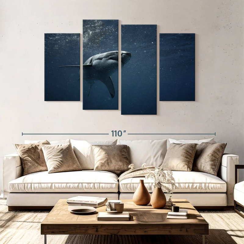 Brampt Great White Shark, 54" H x 84" W