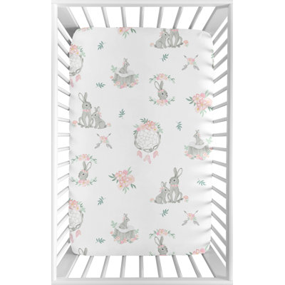 Bunny Floral Mini Fitted Crib Sheet