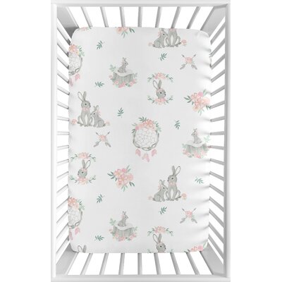 Bunny Floral Mini Fitted Crib Sheet