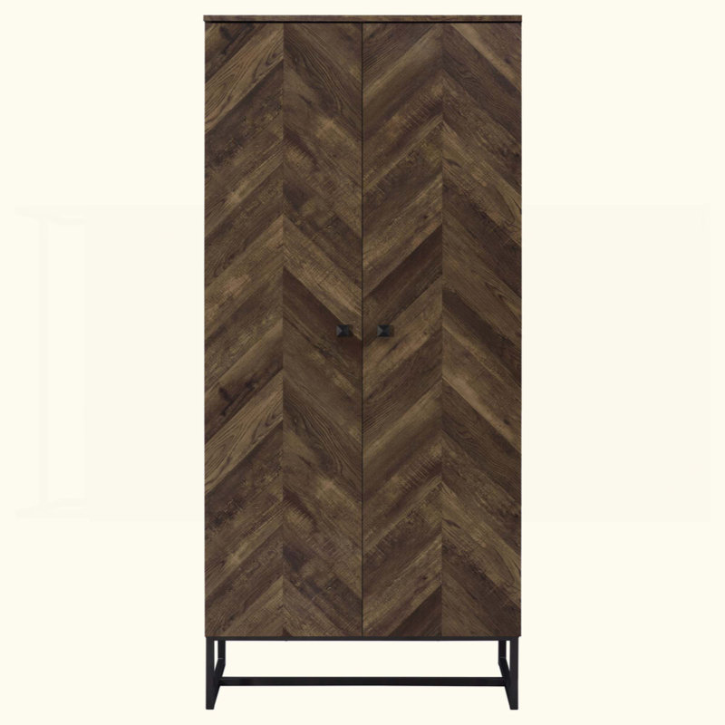 Armoire d'appoint à 8 tablettes en chêne rustique et bronze industriel