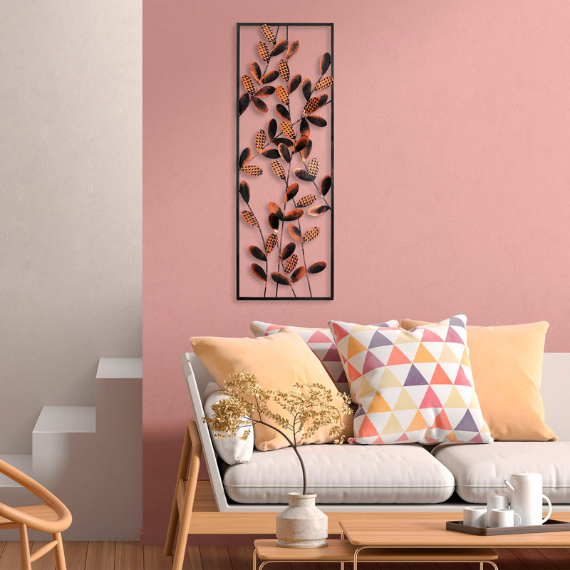 Accessoire mural décoratif en métal fait à la main, 12,6 po x 35,4 po | 100% métal, épaisseur: 0,06 pouce | Conception unique peinte à la main, parfaite pour la décoration intérieure | Décoration murale polyvalente avec des variations de couleurs