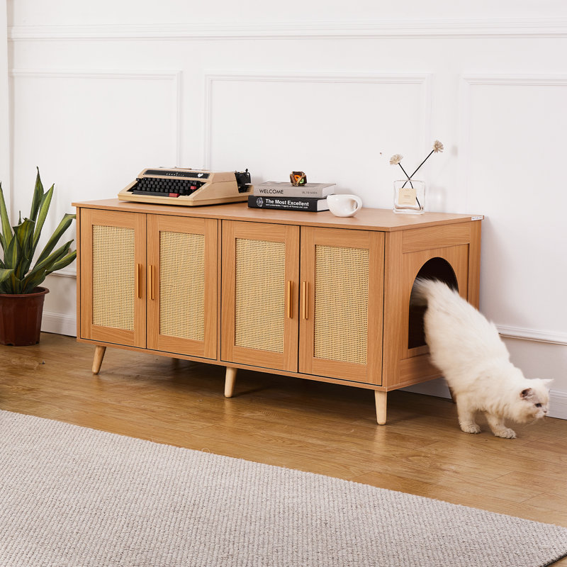 Particle Board Self-Cleaning Litter Box, Yellow
