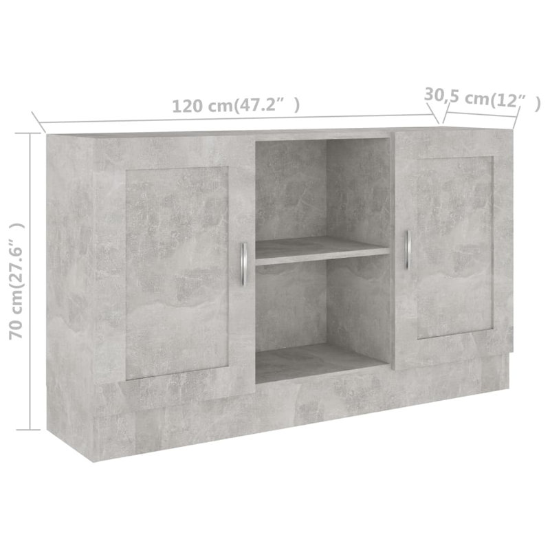 Aujane 120cm Sideboard, Concrete Grey, Engineered Wood