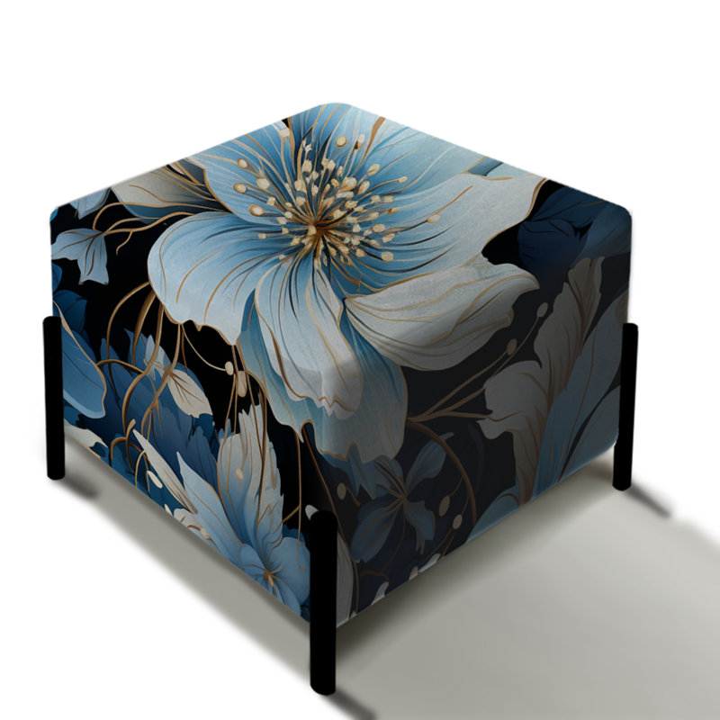 Motif de rêve floral bleu et blanc - repose-pieds carré floral