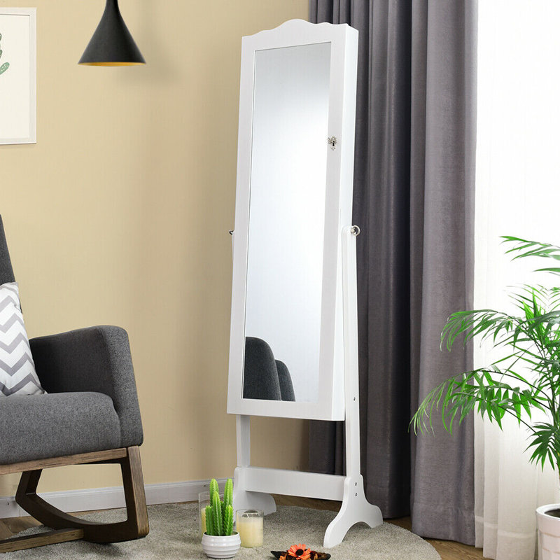 Armoire à bijoux avec miroir Ayssa, Blanc
