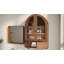 Armoire murale de salle de bain avec portes en verre, armoire à pharmacie en bois avec tablette réglable, armoire suspendue arquée pour salle de bain, salon, noyer-1261555594
