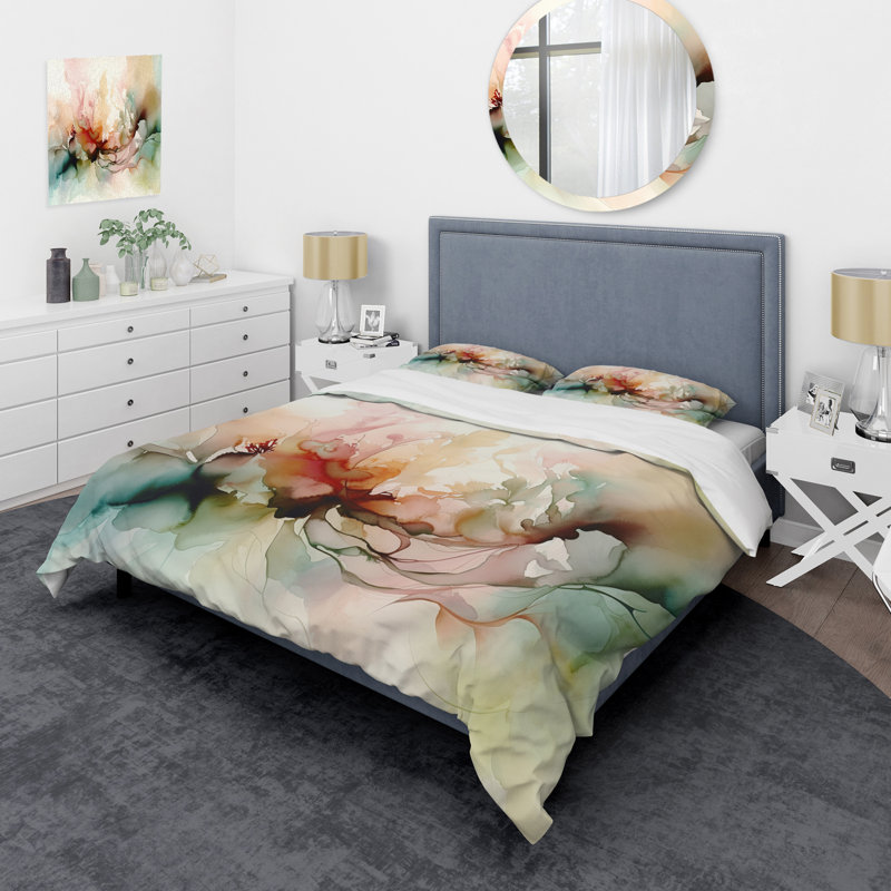 Delicate Floral Impressions I - Ensemble de housse de couette floral, Housse de couette très grand et 2 très grandes t