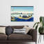 Sunset Across The Ryogoku Bridge From The Bank Of The Sumida River At Onmagayashi Classic Abstract Coastal Landscape Wall Art Print by Katsushika Hokusai - Wrapped Canvas Print-910834565