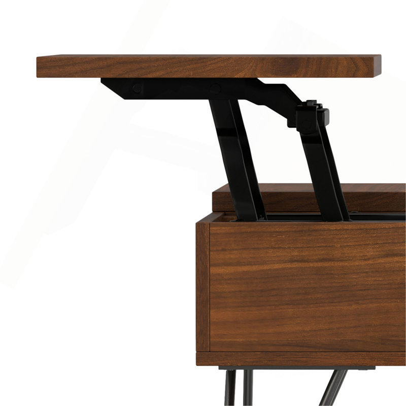 Table basse carrée à plateau relevable en bois massif de 32 po Hunter, Noyer