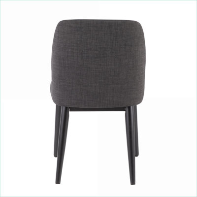 Ensemble de 2 chaises de salle à manger contemporaines pour adultes LumiSource Tintori, tissu gris anthracite, pieds rembourrés en bois massif