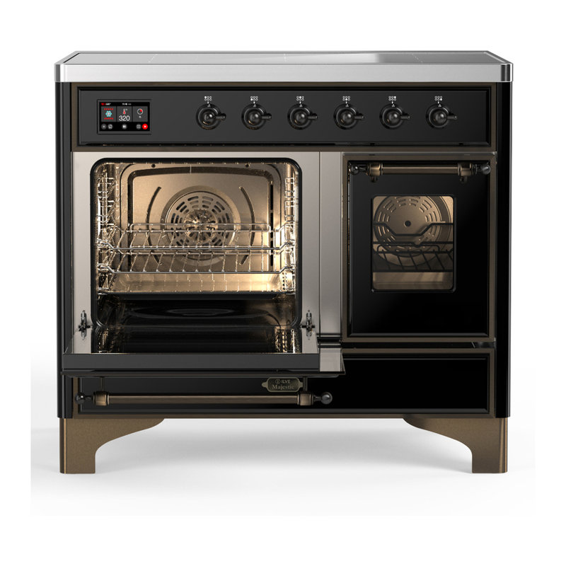Majestic III Series 40 Inch Induction Range with 6 Induction Elements in Stainless Steel (Brass Trim), Glossy Black