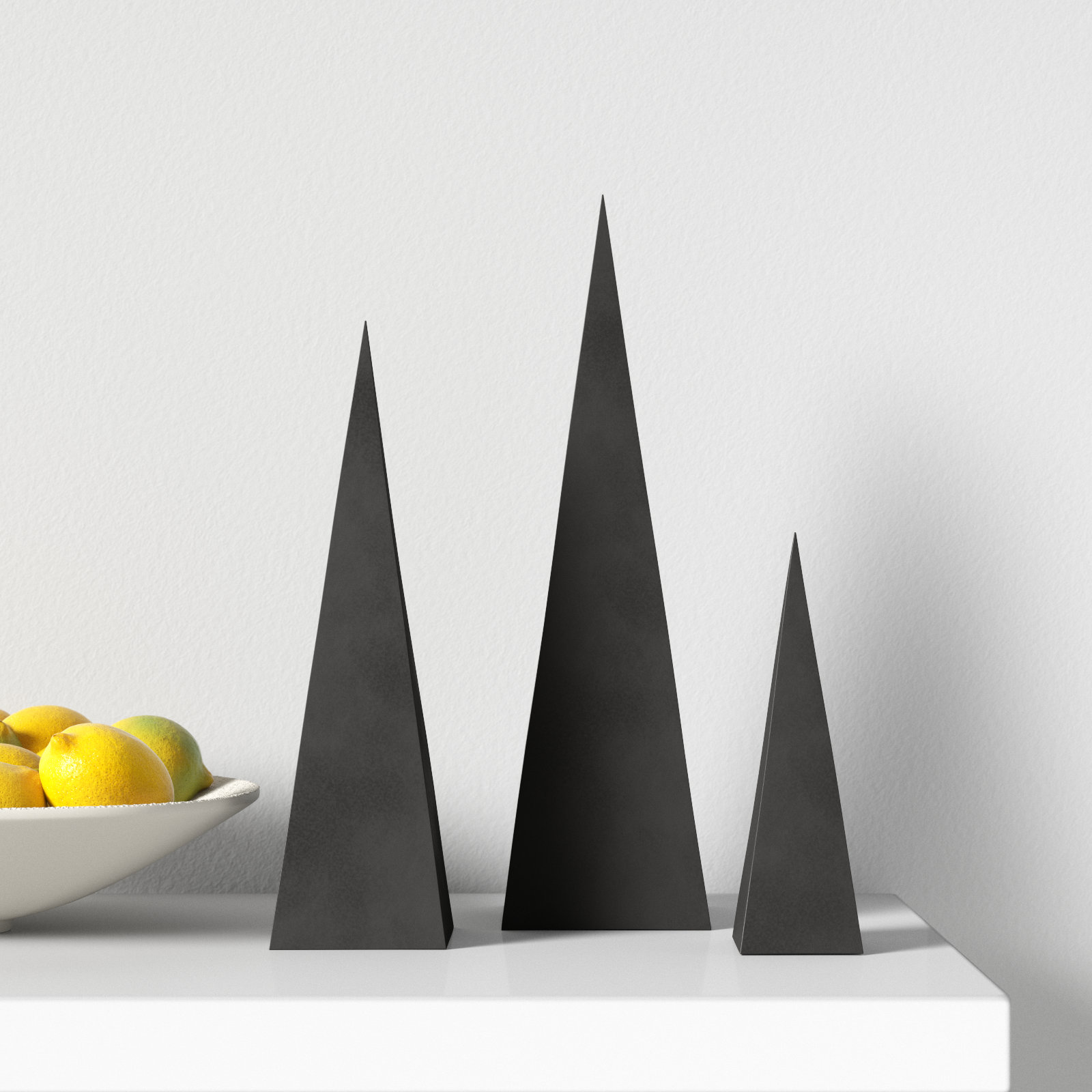 Fisher 3-Piece Ceramic Sculpture, Black