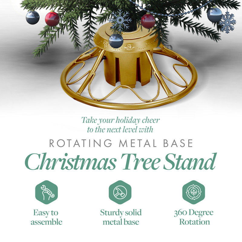 Gold Metal Rotating Christmas Tree Stand for 9ft Trees