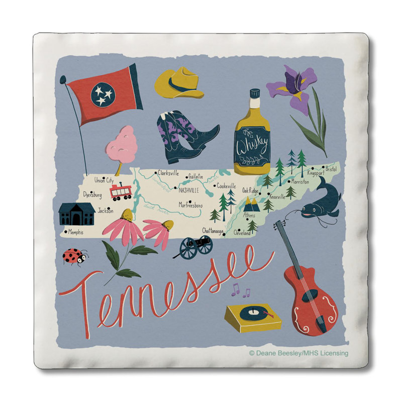 Tennessee Home 4 Piece Tumbled Tile Coasters