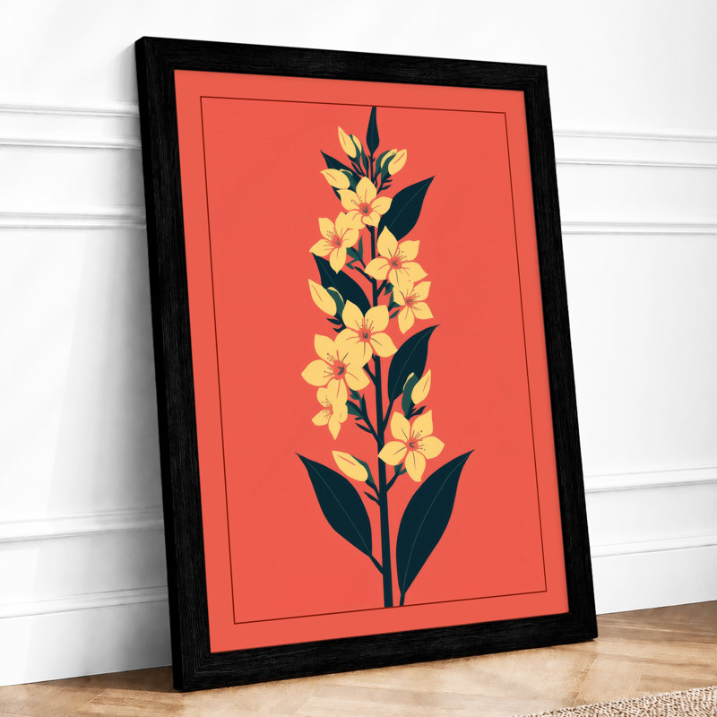 Golden Stem Study Botanical - Framed Print, A1 - 84.1 x 59.4 cm, Black