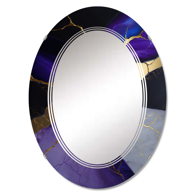 Radoje - Géode abstraite mauve II - Miroir mural abstrait en marbre, 36 po x 24 po