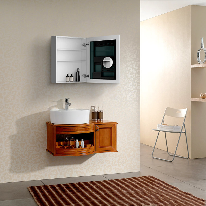 Pharmacie pour salle de bain à porte simple avec miroir, 24 po x l 30 po, H 24 po x H 30 po, bords biseautés, argent