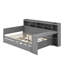 Lit de jour en bois avec tablettes de rangement, lit multifonctionnel avec lit gigogne simple et bureau d'étude-838409628