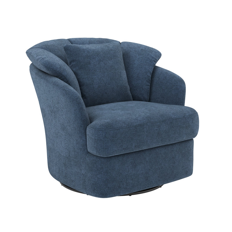 Fauteuil demi-tonneau pivotant rembourré Lakitia Rowena , Bleu acier